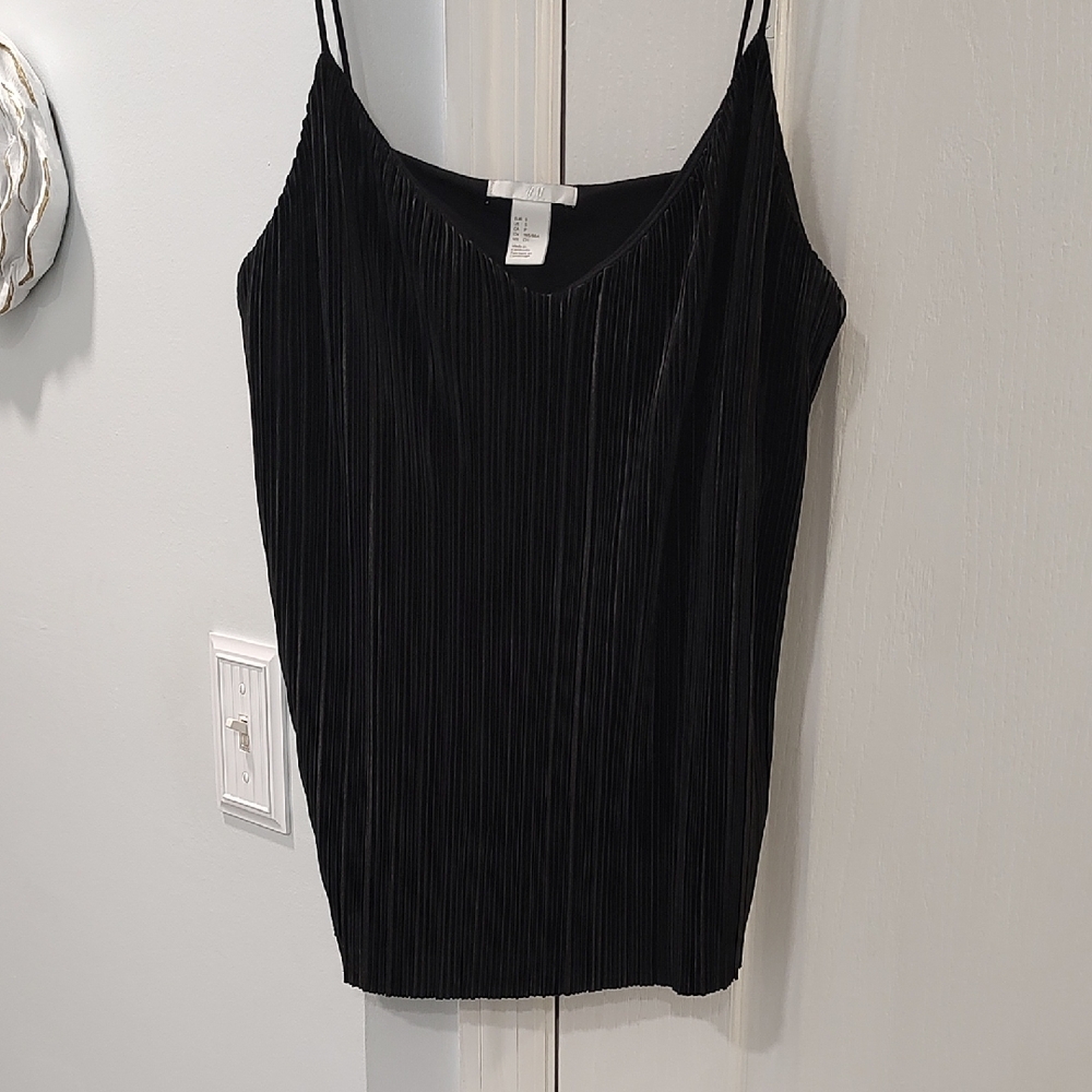 H&M Black Pleated Camisole Top